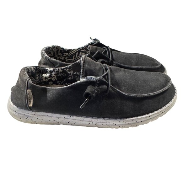 Hey Dude Women's Black Canvas Lace-Up Loafers Size 7 - Picture 3 of 8